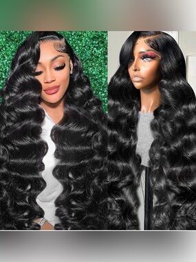 20” Natural Black Body Wave 13x6 HD Lace Front Human Hair Wig 200% Density #071